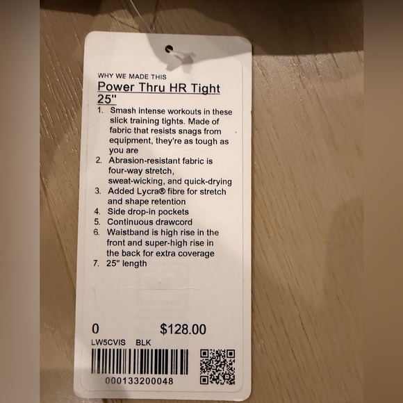 NWT Lululemon Athletica Black Leggings Size 0 - Picture 3 of 3